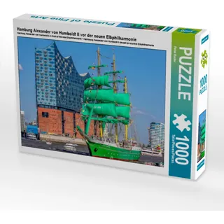 CALVENDO Puzzle Hamburg Alexander von Humboldt II vor der neuen Elbphilharmonie 1000 Teile Puzzle quer | 1000 Teile Lege-Größe 64x48cm Foto-Puzzle für glückliche Stunden