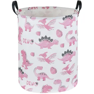 Sanjiaofen Pinker Dinosaurierkorb, Kinder-Wäschekorb, rosa Aufbewahrungskörbe für Jungen und Mädchen, Raumdekoration, Dinosaurier-Korb, Spielzeug-Organizer, Geschenkkorb (rosa Dinosaurier)