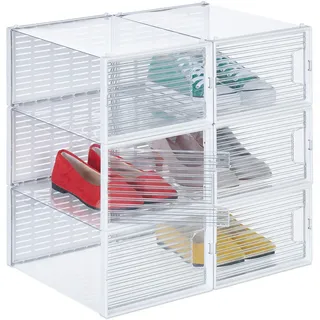 Relaxdays Schuhbox 6er Set 1-tlg. transparent