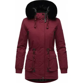 Navahoo Damen Winter Jacke Kurz Stepp Mantel Parka Kapuze warm Kunstfell Olessaa Bordeaux Gr. 40 - L - bordeaux