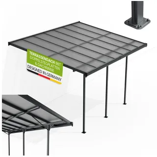 Juskys Terrassenüberdachung Borneo 400 x 300 cm grau