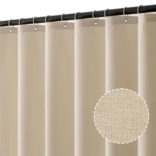 MIULEE Duschvorhang Leinen Texturiert 240x200 cm Hellbeige Anti Schimmel