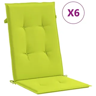 Gartenstuhlauflagen für Hochlehner 6 Stk. Knallgrün 120x50x3 cm - Grün