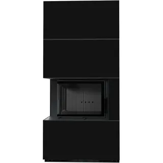 Kaminbausatz KRATKI FLOKI BOX links 8 kW Ø 160 Quarzsinter NERO ASSOLUTO schwarz Verkleidung