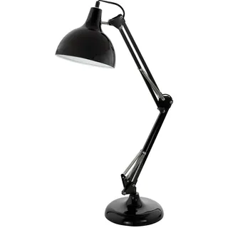 EGLO Tischleuchte "BORGILLIO", schwarz, 1, Ø 19cm H: 80cm, 1 Stk., Leuchten, Vintage Schreibtischlampe aus Stahl, E27, inkl. Schalter, Tischleuchte
