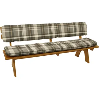 DEGAMO Bankauflage 195 x 60 x 10 cm grau/beige kariert 2-tlg.