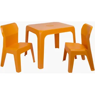 resol grupo Jan Set für Kinder, 2 Stühle und 1 Tisch, für Innenbereich, Außenbereich, Garten, Orange