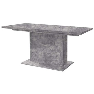 Forte Dining Tables Esstisch ausziehbar, Holzwerkstoff, Betonoptik Lichtgrau, 90 x 160 x 76,6 cm