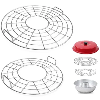 webake Grillrost Edelstahl Mit Griff Passend für Om nia Backofen 2 Stück Grillrost Rund aus 304 Edelstahl Backgitter Zubehör Edelstahlgitter für Om-nia Backofen Boden and 2.te Boden
