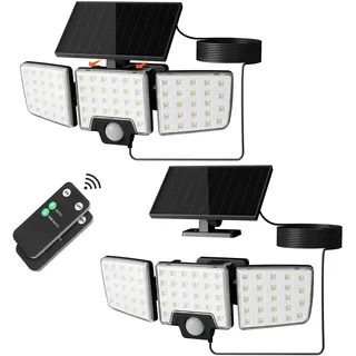 Lepro Solarlampen mit Bewegungsmelder Solar Außenleuchte Led Solar Strahler für Außen, mit Fernbedienung, 2 in 1, Separiert und Integriert, mit 2 Lichtmodi, IP65, für Hof, Garage, Solarleucht, 2 Stück