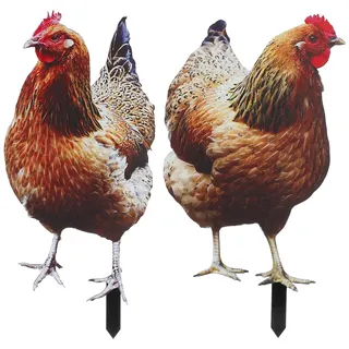 Yardwe 2 Stück Huhn Deko Hühner Gartendeko Hühner Deko Lebensechte für Draußen Draußen Rasen Hofdekoration