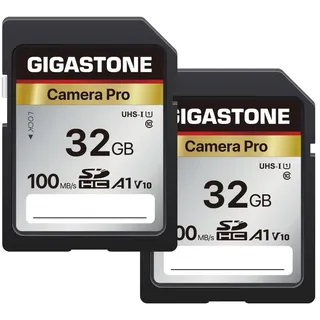 Gigastone 32GB SDHC Speicherkarte 2er-Pack, Kamera Pro, bis zu 100 MB/s, kompatibel mit Digitalkameras von Canon Olympus, Full HD Videoaufnahmen, A1 V10 UHS-I U1 Klasse 10
