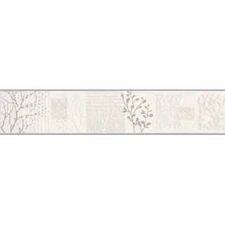 A.S. Création Bordüre florale Ranken Stick Up Weiß-Silber