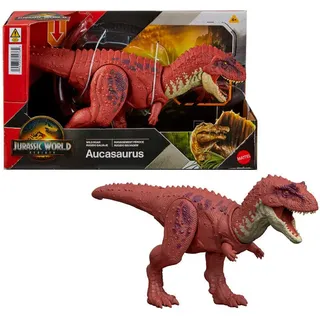 Mattel Jurassic World Wild Roar Aucasaurus 12 cm - Grau/Rot