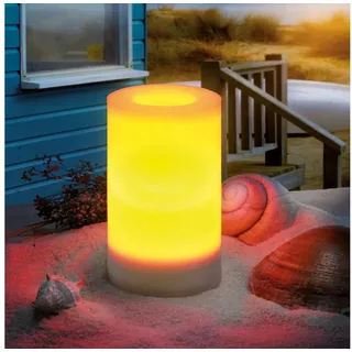 esotec Solar LED Kerze Mila, Flammeneffekt, Flackerlicht, Tischleuchte, Akku, Leuchtkerze, Solarleuchte, Candellight, Campinglampe, 7,5x12cm, Kunststoff, außen, outdoor, gelb, 102232