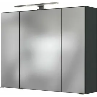 Spiegelschrank Kornel/Luna 80cm 3 Türen und LED-Beleuchtung - graphitgrau - Grau