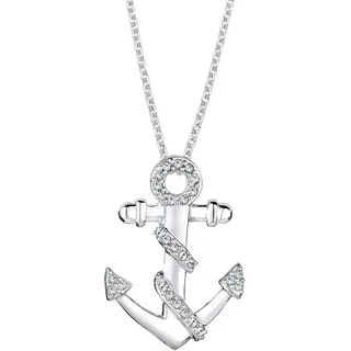 Elli Halskette Damen mit Anhänger Anker Kristalle in 925 Sterling Silber 45 cm lang