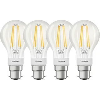 4 x Ledvance LED Filament Smart+ Birne 6W = 60W B22d klar 806lm warmweiß 2700K Dimmbar App Google Alexa Apple HomeKit Bluetooth