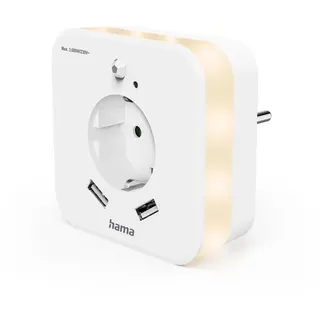 Hama LED Nachtlicht mit Bewegungsmelder und Steckdose, 2x USB A