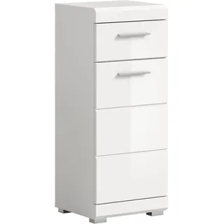 xonox.home Bad Scout X06A9701 Standschrank Badschrank Schrank in weiß Nachbildung und weiß Hochglanz tiefzieh, ca. B/H/T: 37x88x31 cm