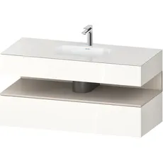 Duravit Qatego Einbauwaschtisch mit Konsolenwaschtischunterbau, 1200x550x600mm, Nische Taupe Matt, QA4787091, Farbe: Weiß Hochglanz/mit Nischenbeleuchtung