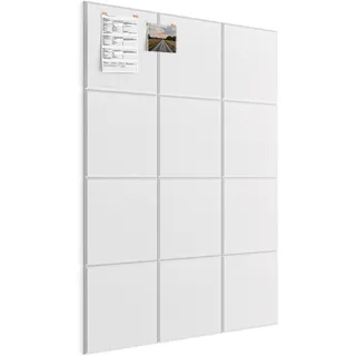 Groß selbstklebend Pinnwand Modern - 12 Stück 30x30x0,9cm Korkplatte Alternativen für Notice, Memo, Bilder, quadratisch & rahmenlos Pinwand für Büro, Klassenzimmer, Kinderzimmer, Küche, weiß