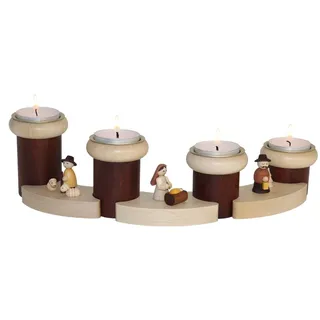 Adventsteelichthalter modularer Adventskranz mit Geburtsszene & 4 Haltern 32x8cm