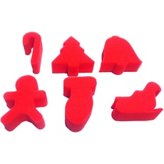 Sodertex Set mit Weihnachtsstempelschwämmen, 25 mm, 6 Stück, verschiedene Farben, L749004, rot