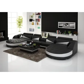 Ledersofa Ecksofa Sofa Couch Polster Wohnlandschaft Leder Sofas Garnitur U Form - Schwarz