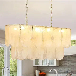 Depuley Modern Kronleuchter Kristall, 80cm Kristall Hängeleuchte, Groß Oval Pendelleuchte Gold mit klarem Kristallanhänger, 8xE14 Lichter für Wohnzimmer,Schlafzimmer(Inklusive E14 Glühbirnen)