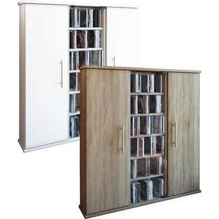 VCM Holz CD DVD Stand Regal Schrank Aufbewahrung Standregal Santo Glastür