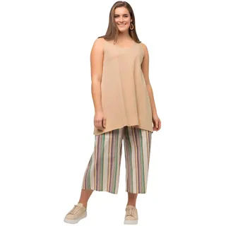 Ulla Popken Damen große Größen Übergrößen Plus Size Longtop, Naturfärbung, A-Linie, V-Ausschnitt, ärmellos beige 46+ 818620300-46+