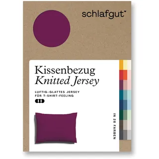 Schlafgut Kissenbezug »Knitted Jersey aus Bio-Baumwolle mit Elasthan, bügelfrei,«, (1 St.), besonders fein gestrickt, Kissenhülle mit farbigem Reißverschluss, lila