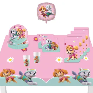 Procos - Paw Patrol Geburtstag Deko, 46-Teilig, Pappteller, Becher und Servietten für Kindergeburtstag, Partygeschirr