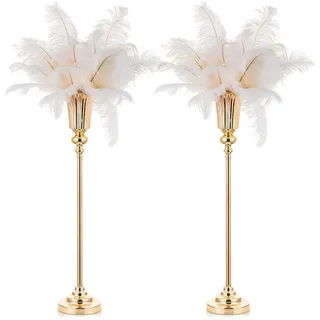 NUPTIO Blumenständer Metall Gold Vase: 2 Stück 77.5cm Hoch Blumenvase Hochzeit Ständer Trompete Vasen Metall für Goldene Hochzeit Mittelstücke Tischdeko Party Tafelaufsätze