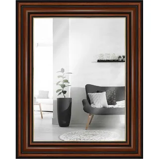 Wandspiegel MendeFrames H017 in Nussbaum mit goldener Umrandung, 60x80 cm - Braun, Gold