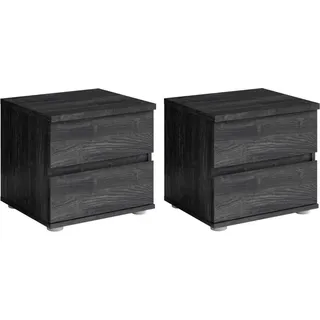 Nachttisch HOME AFFAIRE "PRESSAC Nachtkommode mit 2 Schubladen, Set 2 Stücke", eiche dunkelgrau, B:46,4cm H:42,5cm T:40,8cm, Tische, Nachttisch, Set, 2 St., zwei Stücke, Nachtschränke, Maße B/T/H: 46,4/40,8/42,5cm