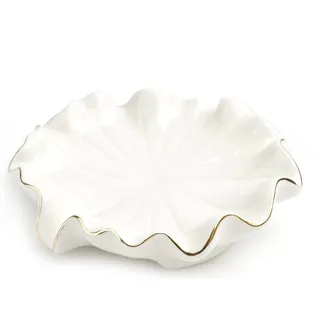 Seifenschale mit Ablauf, Keramik, weiß, Lotusblatt-Seifenhalter, Seifenspender für Bar, Seife, Küchenspüle und Badezimmer-Dusche