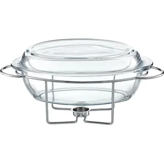 Ambition Saule 4.5L hitzebeständige Schale mit Heizung auf einem Gestell - Transparent, Silber