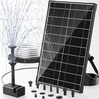 POPOSOAP 8W Solar Springbrunnen Außen, verbesserte Solar Teichpumpe mit Trockenlaufschutz, doppelwandige Düsen, 1,5 m Schlauch für Vogelbad, Teich, Aquarium, Gartenwasserfeature