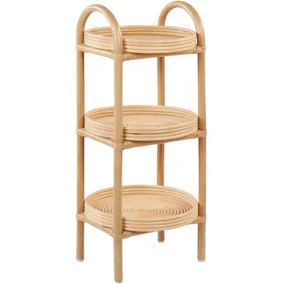 BELIANI Pflanzentisch Rattan für den Innen- und Außenbereich Retro 3 Regale Freistehende Gartenaufbewahrung - Beige