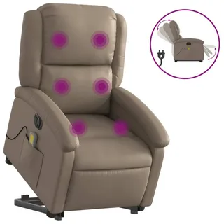 vidaXL Massagesessel mit Aufstehhilfe Elektrisch Cappuccino Kunstleder - Braun