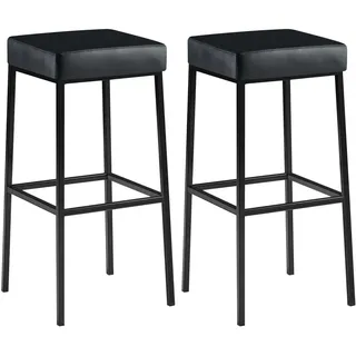 CLP Barhocker 2er Set Lederlook schwarz , Schwarz , Metall , 37x83x37 cm , Esszimmer, Barmöbel, Barhocker