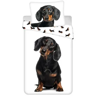 Jerry Fabrics Hunde Dackel Bettwäsche Set 140×200cm, 70×90 cm