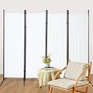 Joparri Paravent Trennwand 4 Teilig 200x170cm, Raumteiler Klappbar Freistehend Sichtschutz, Raumtrenner Innen, Faltbildschirm für Büros (Beige)