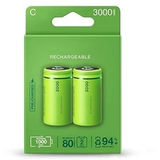 Fabrikvorgeladener 3000 mAh Typ C wiederaufladbarer Akku, 2 Batterien