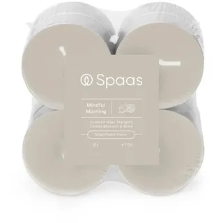 Spaas Maxi-Duft-Teelichter, flach verpackt, 8 Stück, 10 Stunden, Mindful Morning