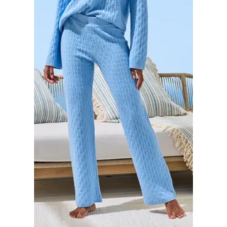 Strickhose FRENCH CONNECTION, Damen, Gr. 48/50, N-Gr, blau, Strick, Obermaterial: 33% Nylon, 32% Polyacryl, 30% Baumwolle, 5% Elasthan, Zopfmuster, bequem lang, Hosen Strickhose, aus hochwertigem Strick, Loungewear