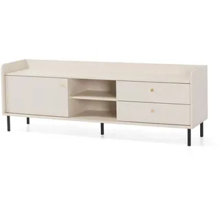 Beautysofa Lowboard Gloria mit 2 Schubalden und 1 Tür , Beige , Metall , 170x59x42 cm , Wohnzimmer, TV Möbel, Lowboards, Lowboards stehend