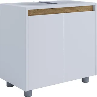 VCM Waschbeckenschrank VCM "Holz Badschrank Badunterschrank Waschbecken Cosila", braun (weiß, honig, eiche), B:57cm T:33cm, Obermaterial: 100% Holz Wood., Schränke, Waschbeckenschrank